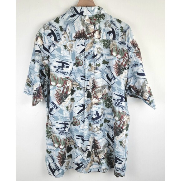 Woolrich Mens XL Rugged Outdoor Wear White Water Rafting Print Short Sleeve EUC - Picture 5 of 6